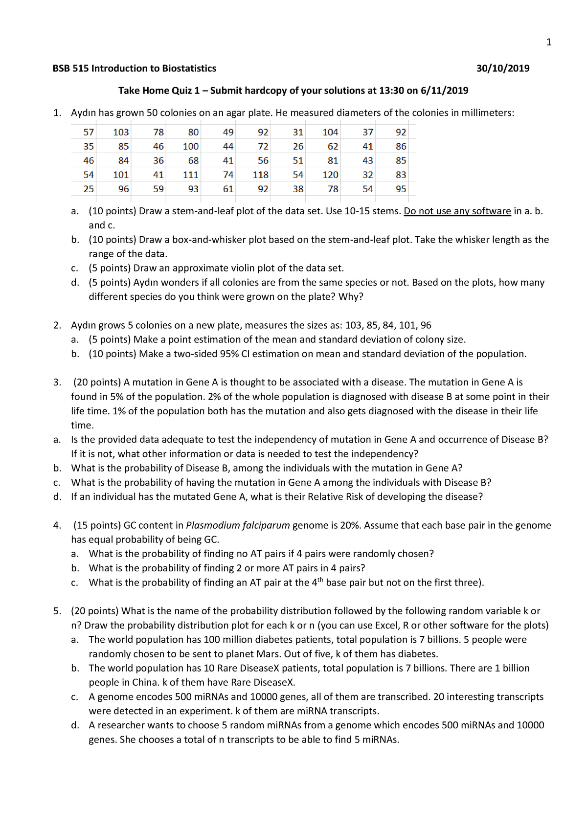 BSB Biostatistics Quiz1 Fall2019 - Warning: TT: Undefined Function: 32 ...