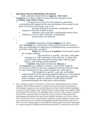 Course Conclusion- Course Reflection and Feedback - Goals of Sports in ...