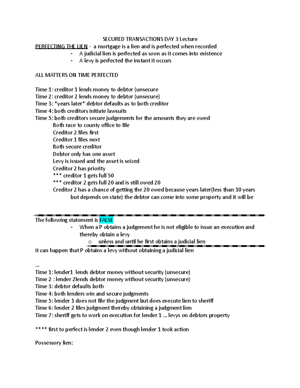Secured Transactions DAY 3 Lecture SECURED TRANSACTIONS DAY 3 Lecture