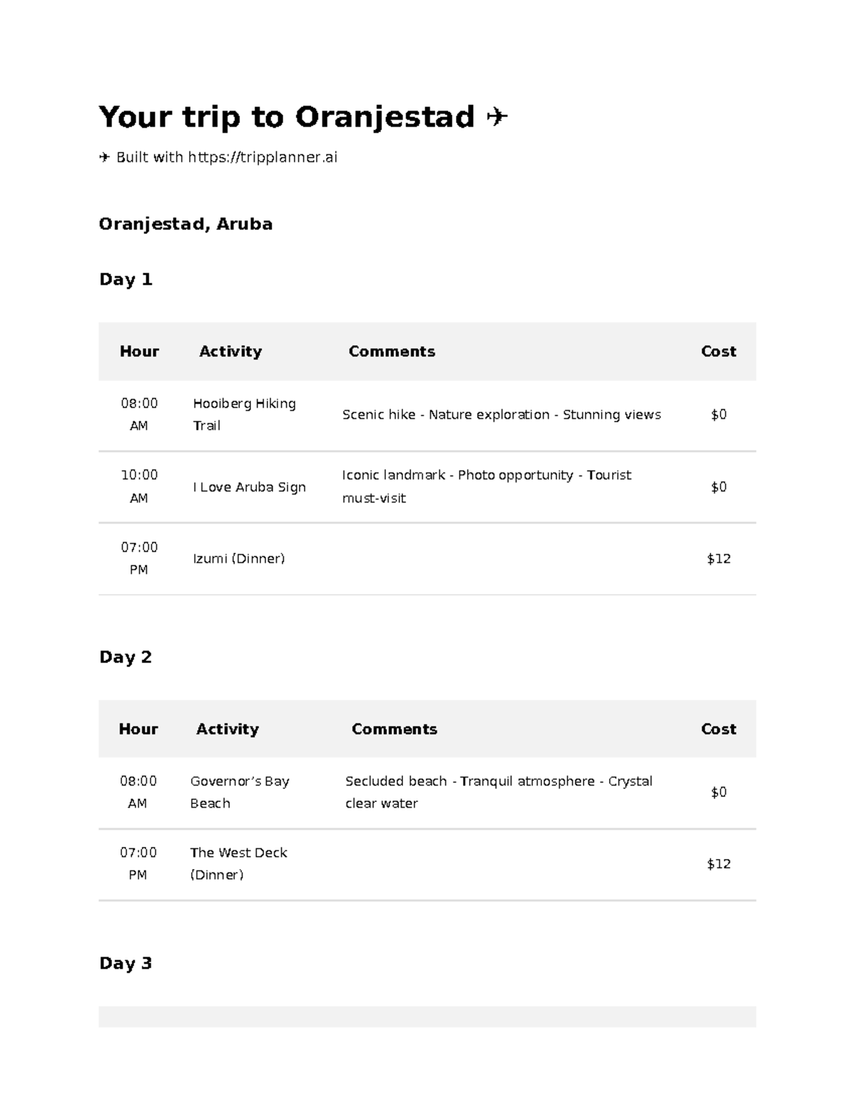 Trip to oranjestad 1696542158 Your trip to Oranjestad Built with