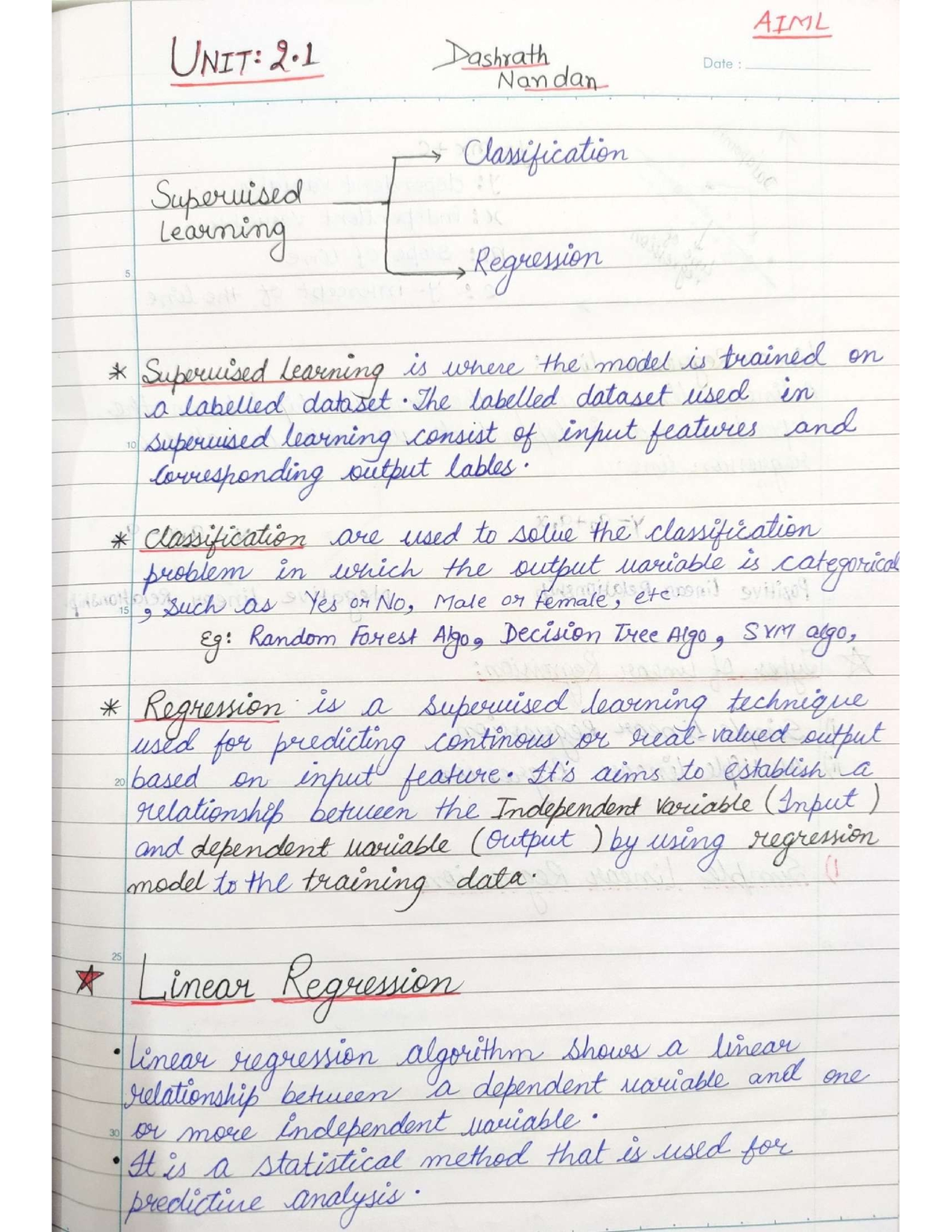 Dashrath Nandan AIML(Unit2) Notes - Btech Cse - Studocu