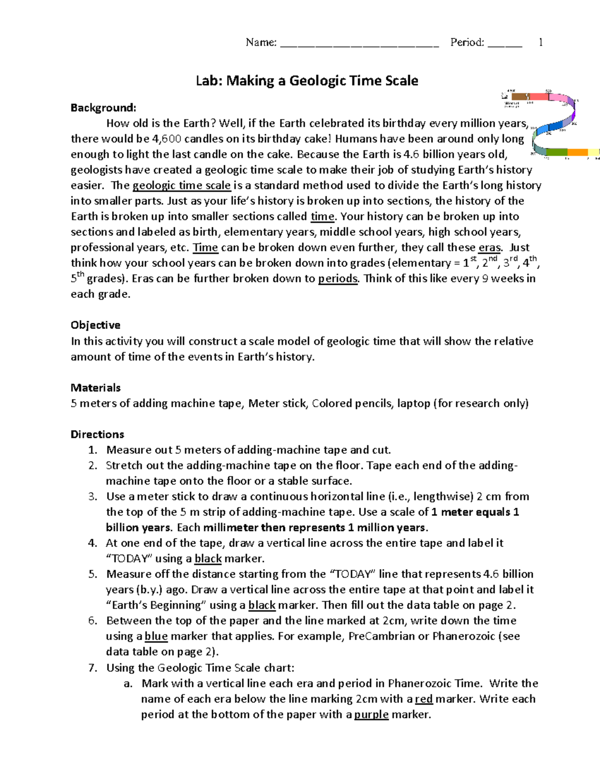 Julian Serrano - lab- geologic time scale lab - Name ...