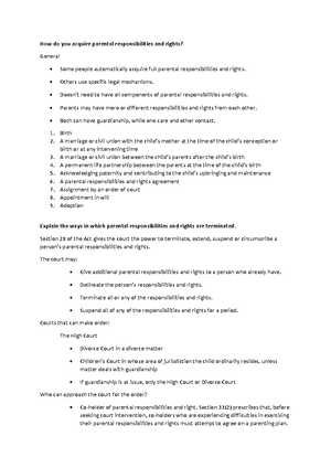 PVL Parental Responsibilities Summary - Explain the following: a) Who ...