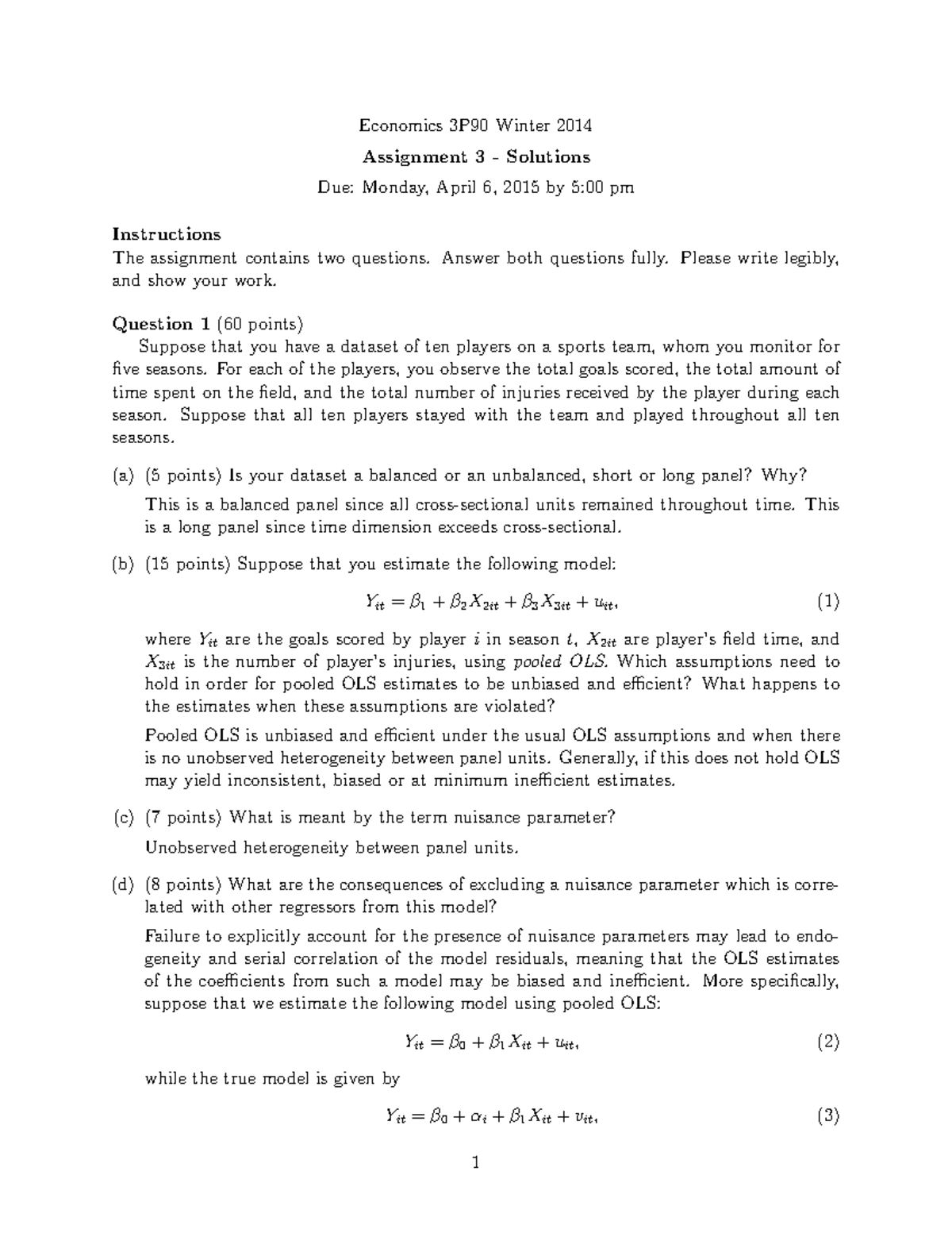 Assignment+3+Solutions - Economics 3P90 Winter 2014 Assignment 3 ...