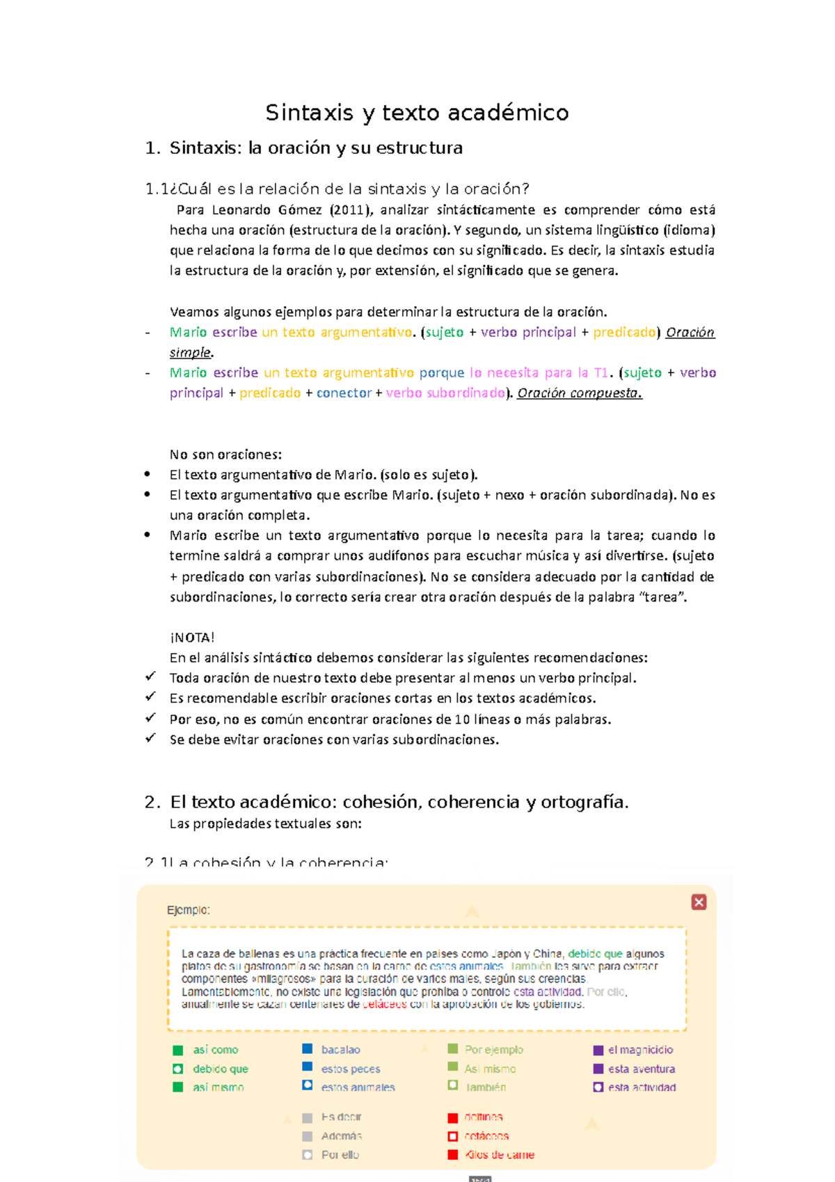 Sintaxis y texto académico Sintaxis la oración y su estructura 1