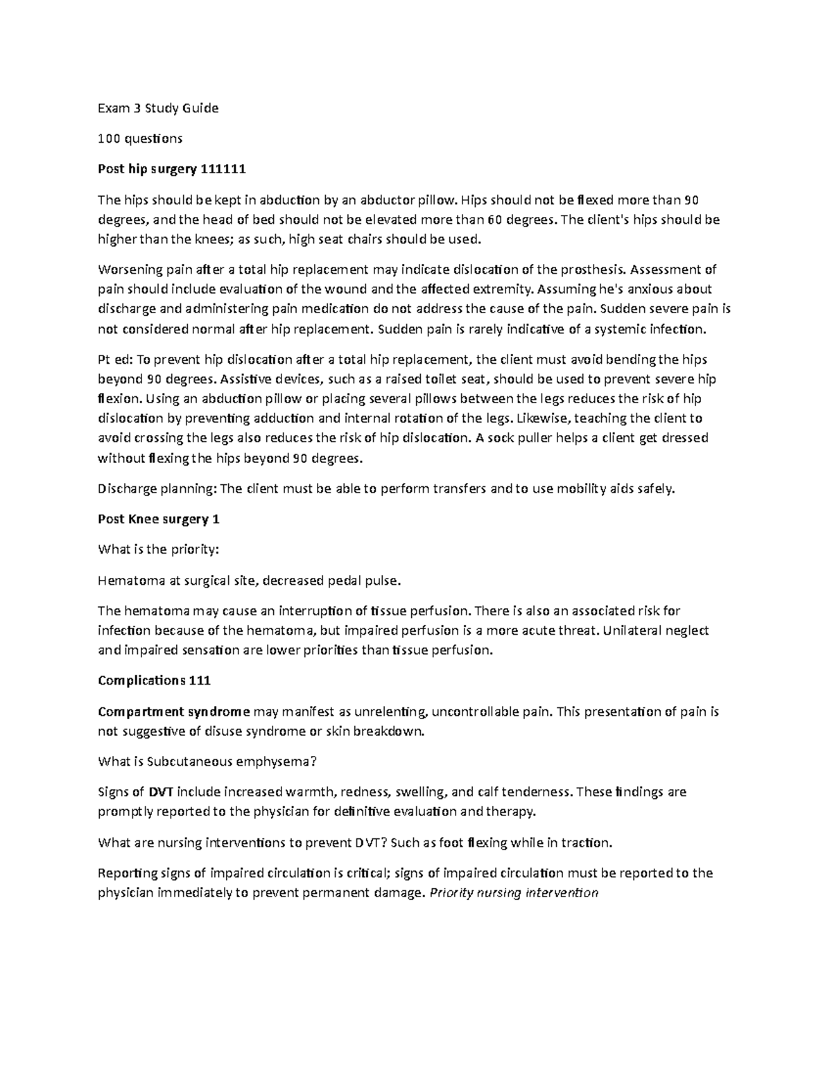 First draft of study guide for Exam 3 f22 - Exam 3 Study Guide 100 ...