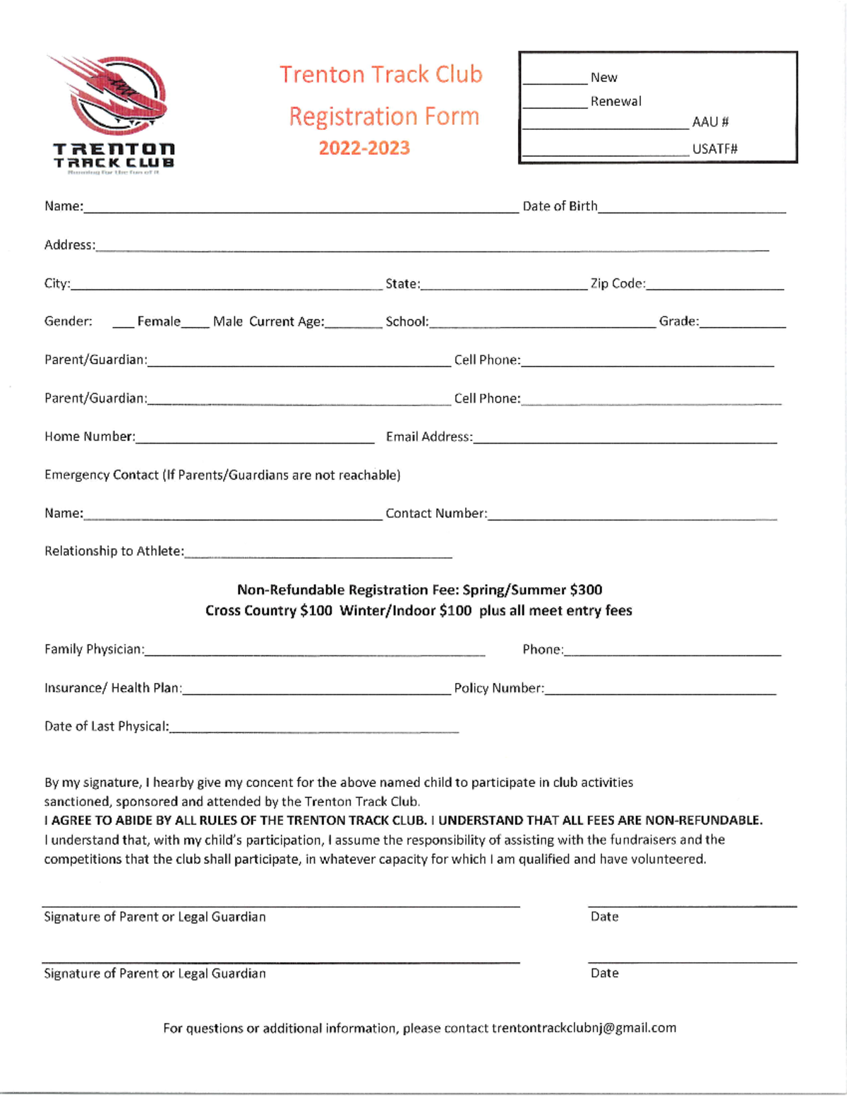 Track app - Trenton Track Club ####### Registration Form 2022- New ...