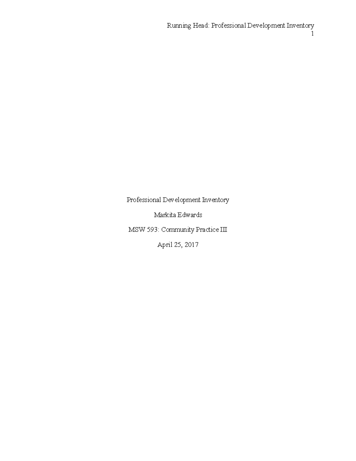 Professional Development Inventory Final - 1 Professional Development ...