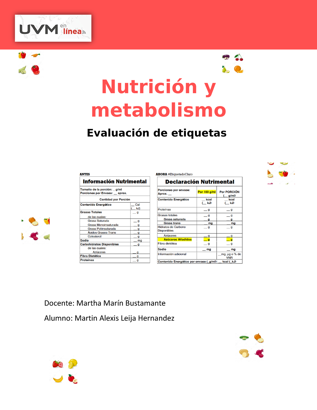 A15malh 070222 Actividad 15 Nutricion Y Metabolismo Nutrición Y Metabolismo Evaluación De 2818