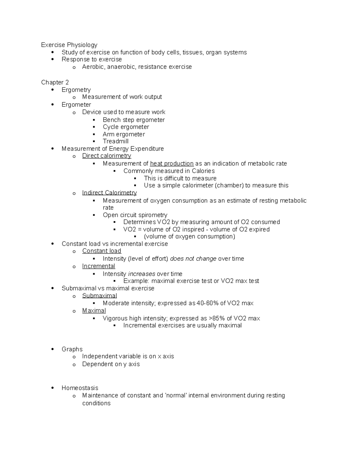 Kns480 chapter 2 - Exercise Physiology Study of exercise on function of ...