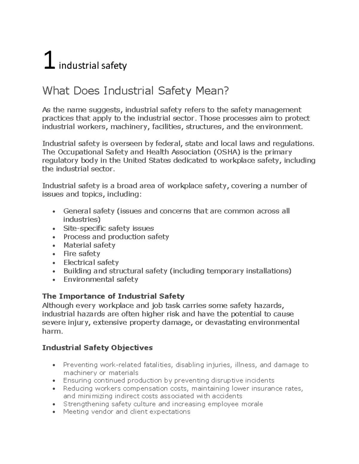 Shortnotes ise 1 industrial safety What Does Industrial Safety Mean