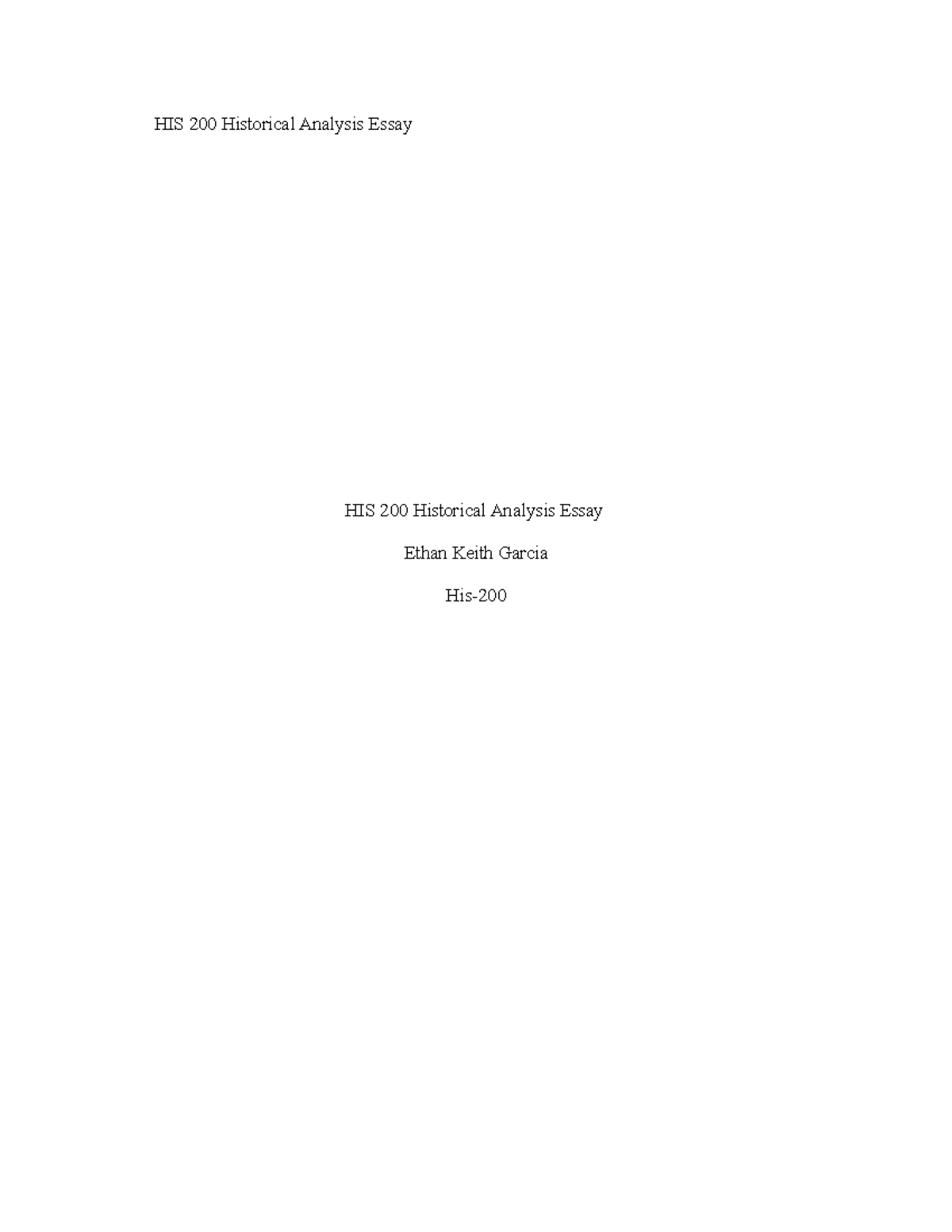 HIS 200 Historical Analysis Essay check 1 10192020 - HIS 200 Historical ...
