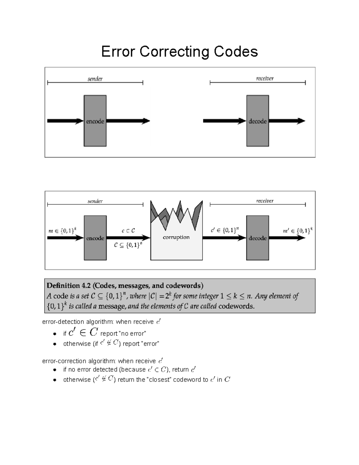 Error Correcting Codes - Error Correcting Codes Error-detection ...