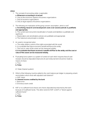 CFAS - multiple choice questions - CFAS The concept of accounting ...