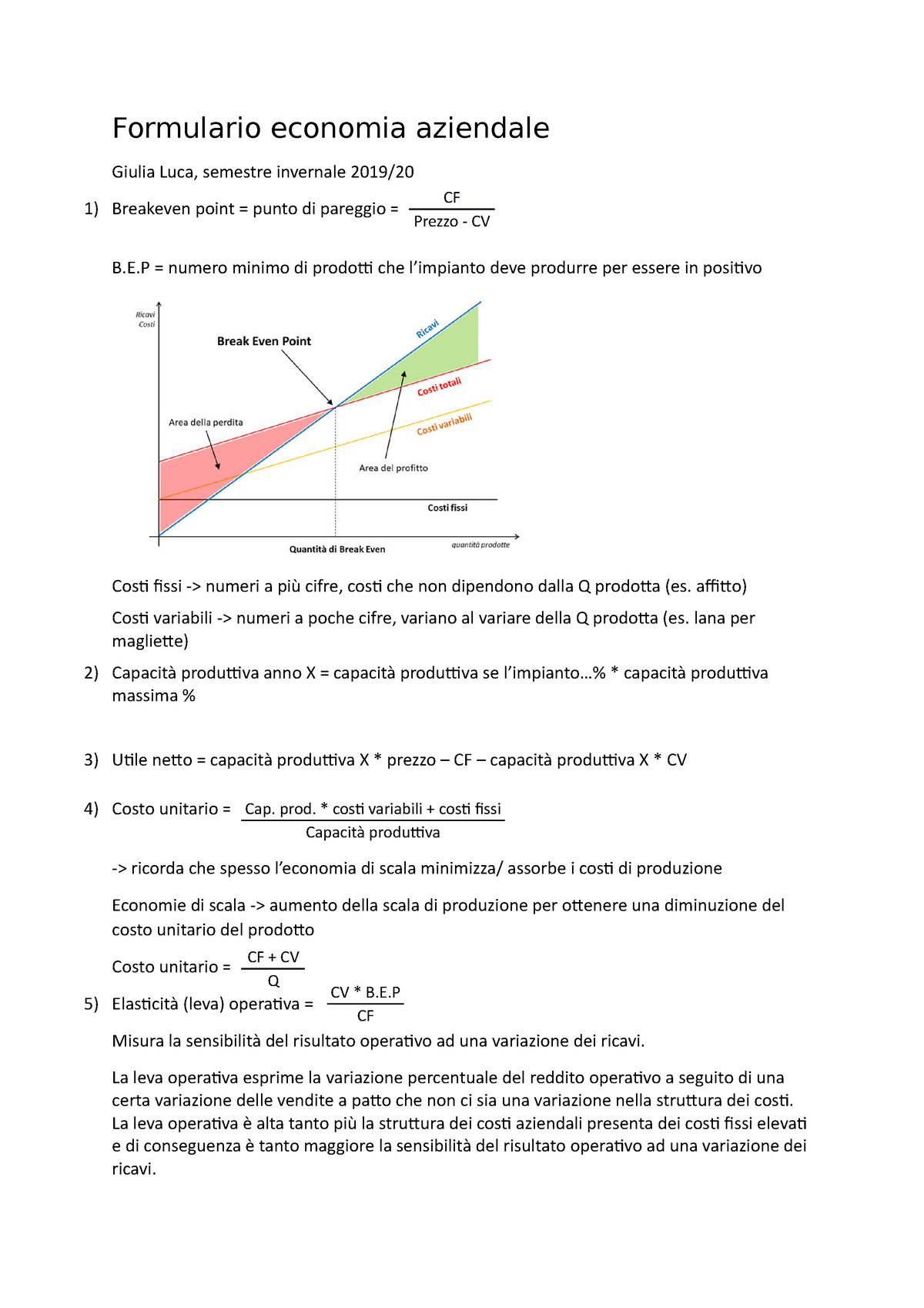 Formulario Finanza Aziendale - FORMULARIO FINANZA AZIENDALE F+ ΔP P0 -  RENDIMENTO DI UN'ATTIVITA' : - Studocu