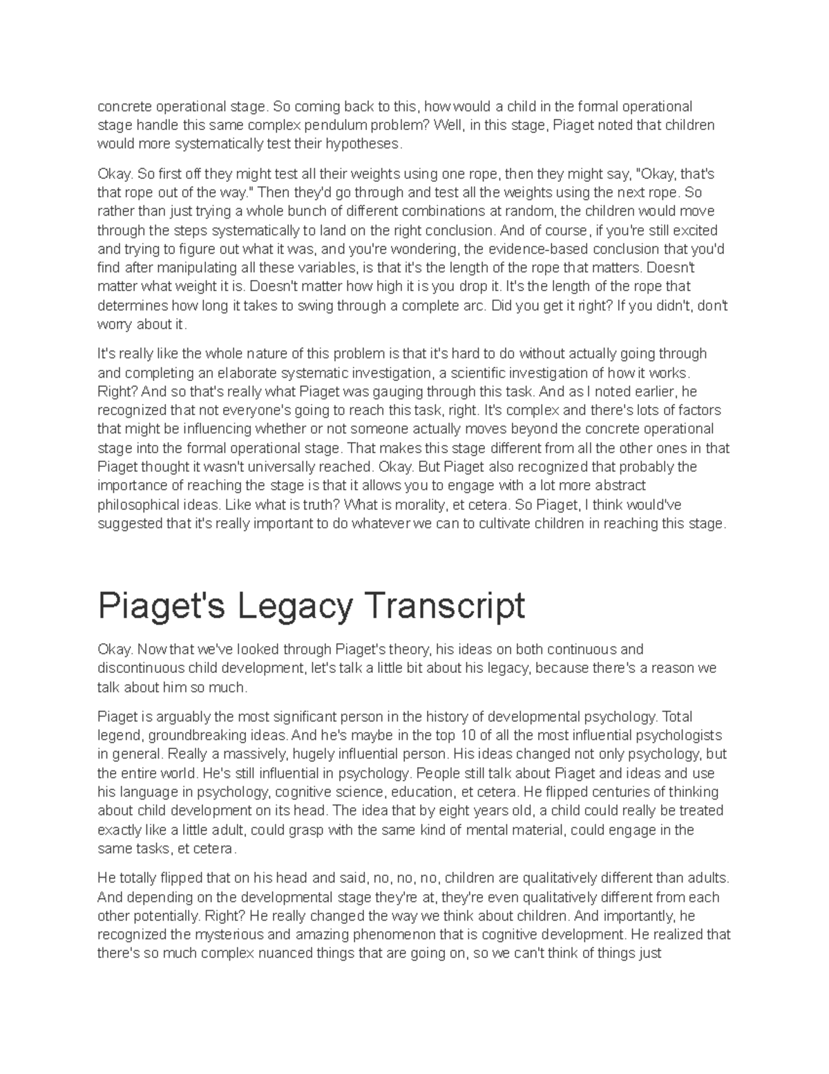 Psych 211 (3) lecture concrete operational stage. So coming back to