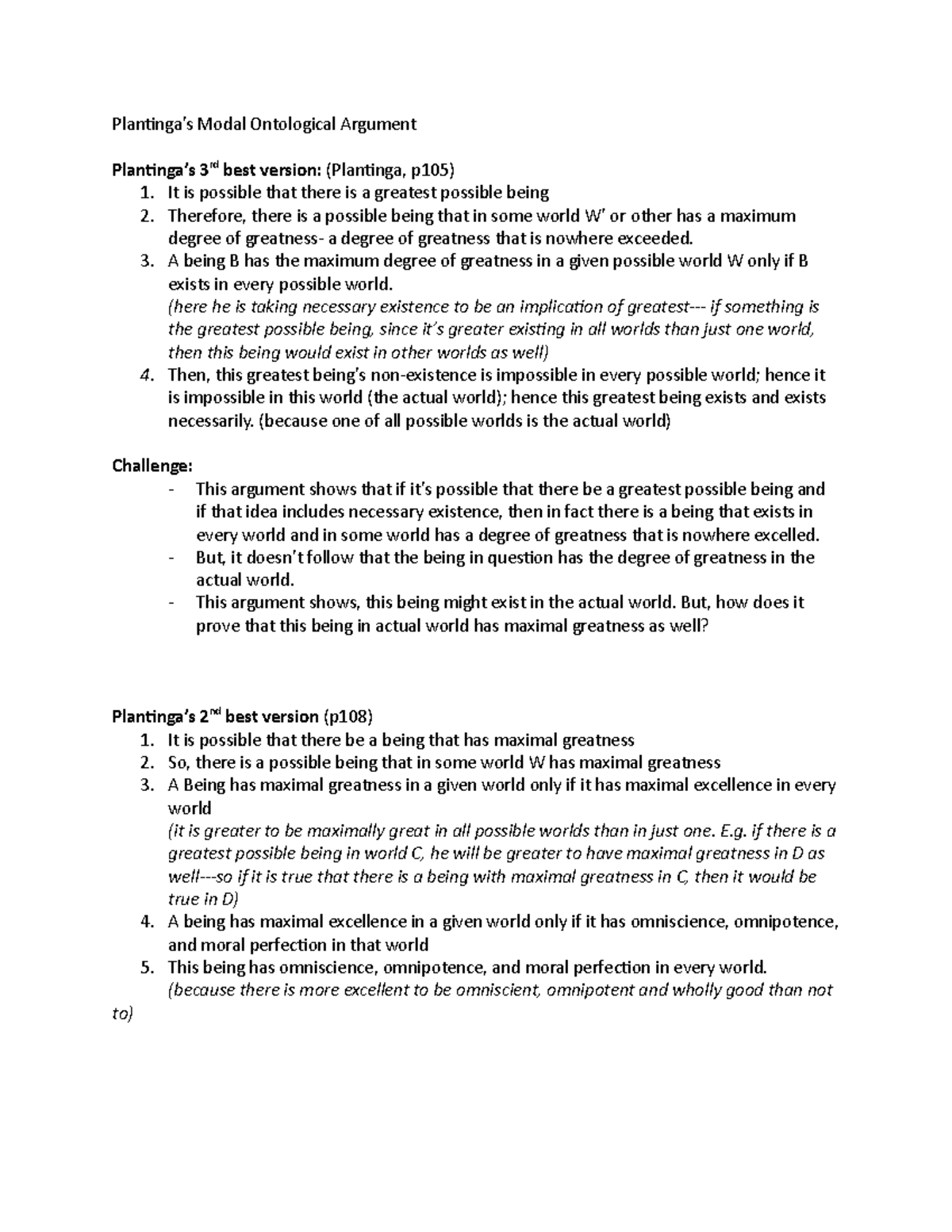 Plantinga's ontological argument - Modal Ontological Argument 3rd best ...