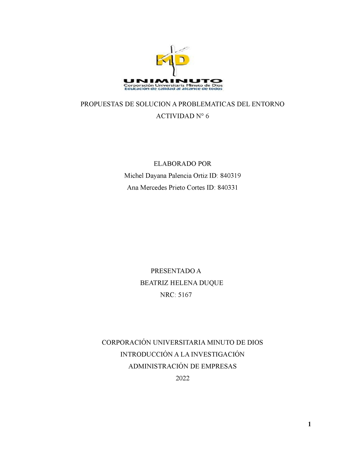 Actividad 6 Proyecto De Vida Propuestas De Solucion A Problematicas Del Entorno Actividad N 5338