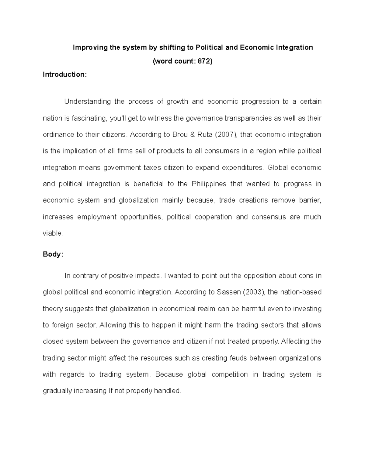 contemporary world essay introduction