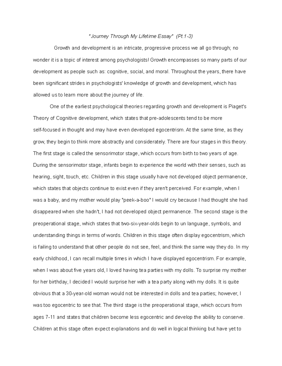 personal development essay brainly