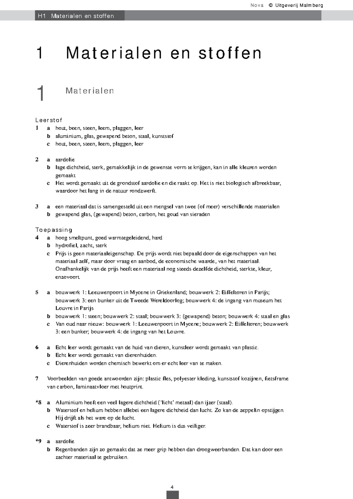 Uitwerkingen Hoofdstuk 1 Nova V3 - H 1 Materialen En Stoffen 1 ...