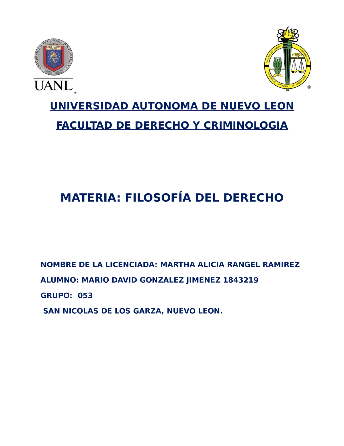 Act Filosofia Del Derecho Universidad Autonoma De Nuevo Leon Facultad De Derecho Y 5824