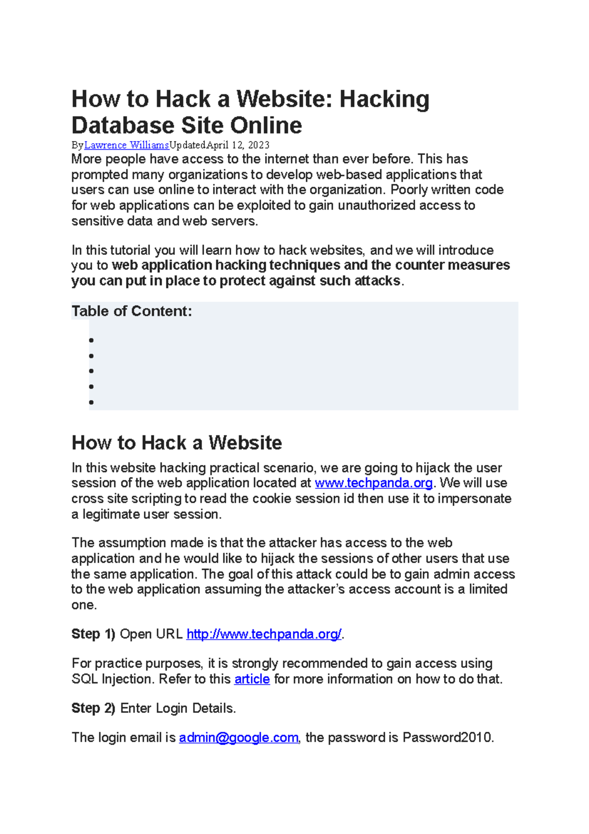 How to Hack a Website - This has prompted many organizations to develop ...