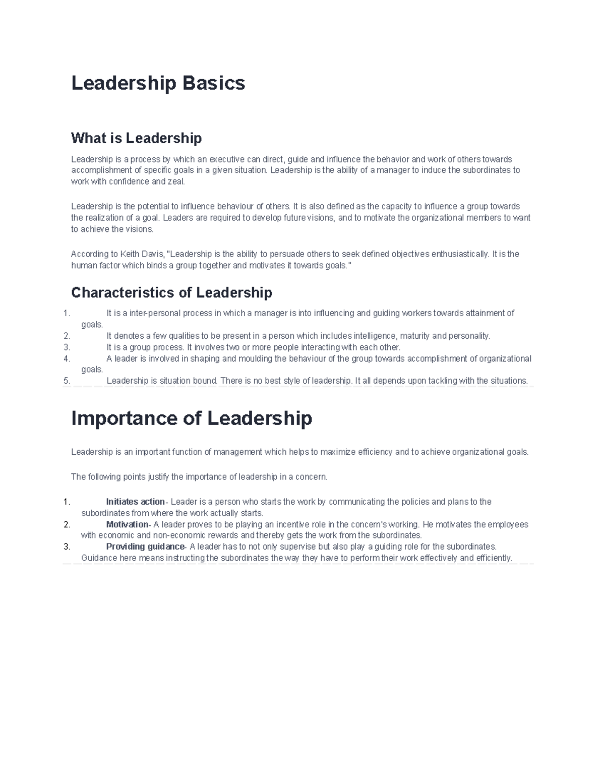 Leadership skills - Leadership Basics What is Leadership Leadership is ...