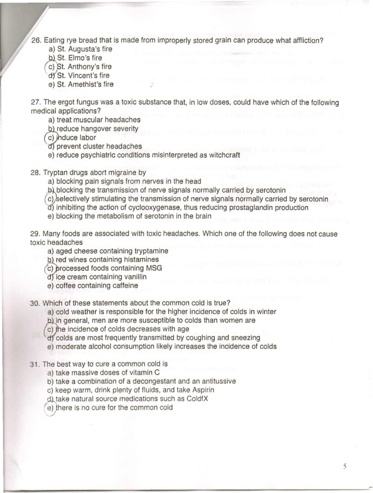 Sample/practice exam February 2011, questions and answers Eating rye