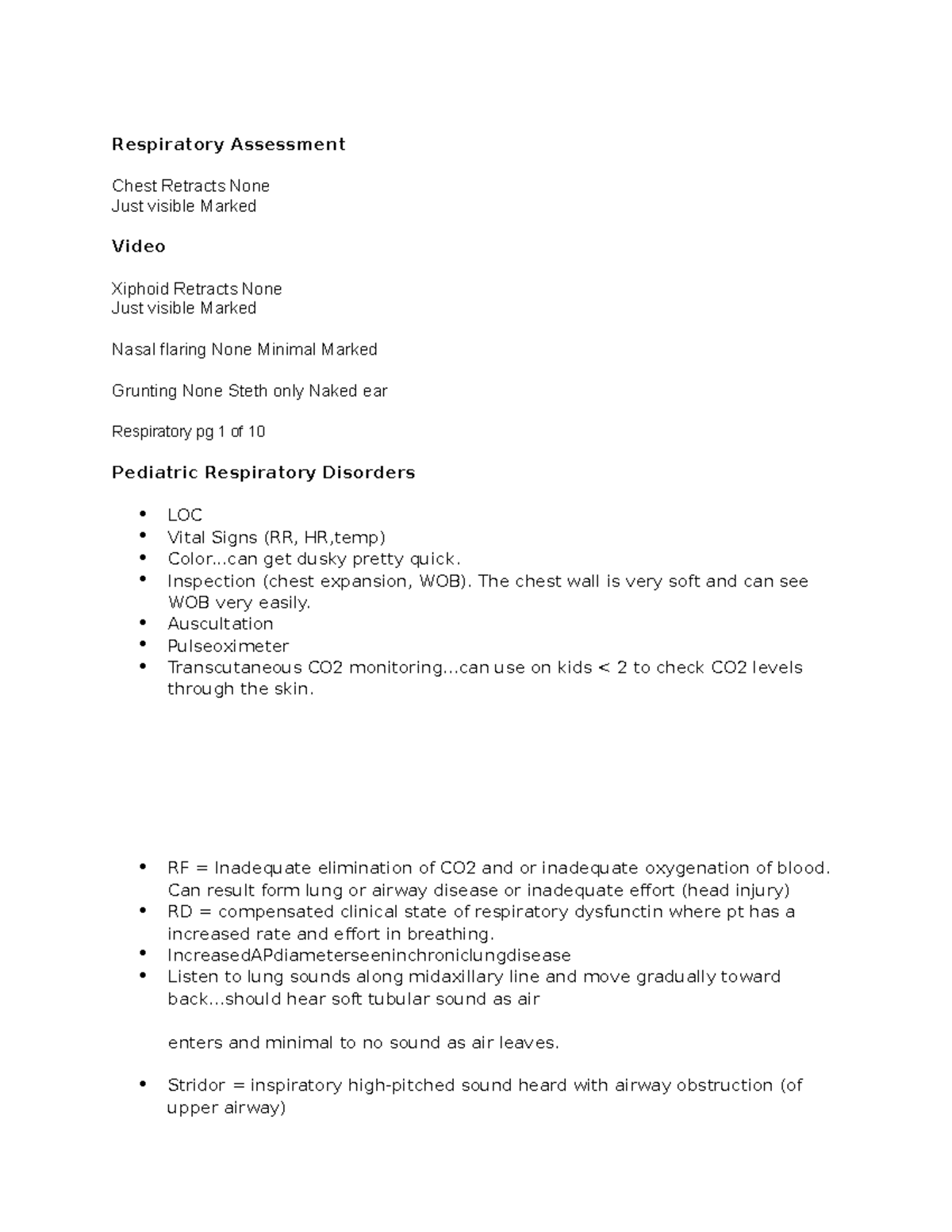 Respiratory Assessment Peds - Respiratory Assessment Chest Retracts 