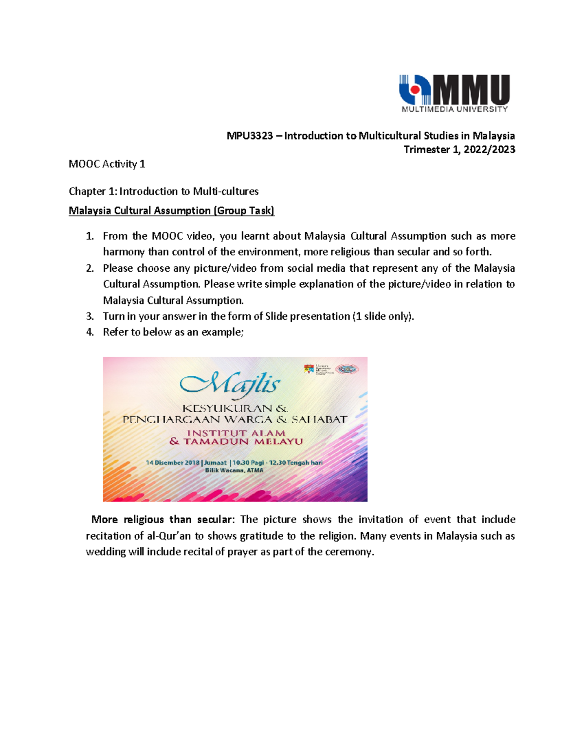 MOOC Activity 1 - MPU3323 – Introduction to Multicultural Studies in ...
