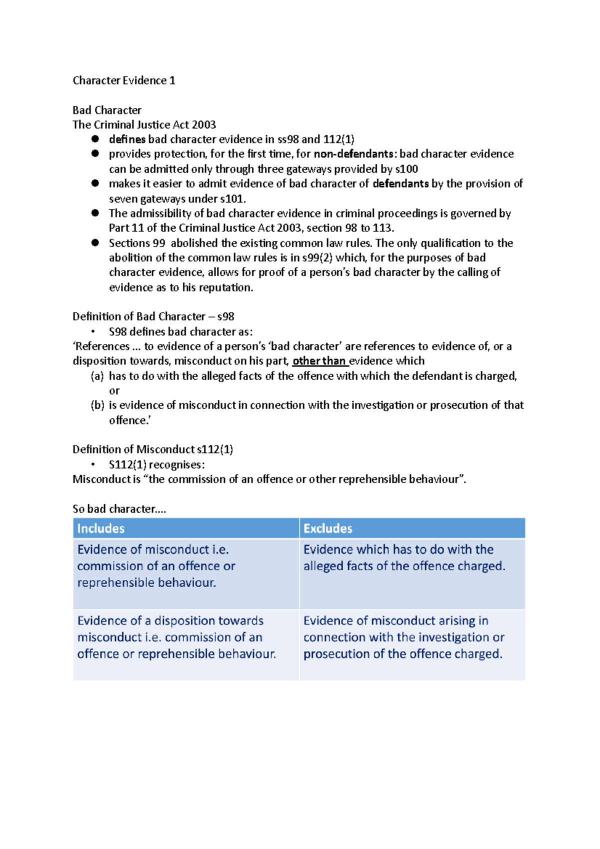 Character Evidence 1 - l The admissibility of bad character evidence in ...