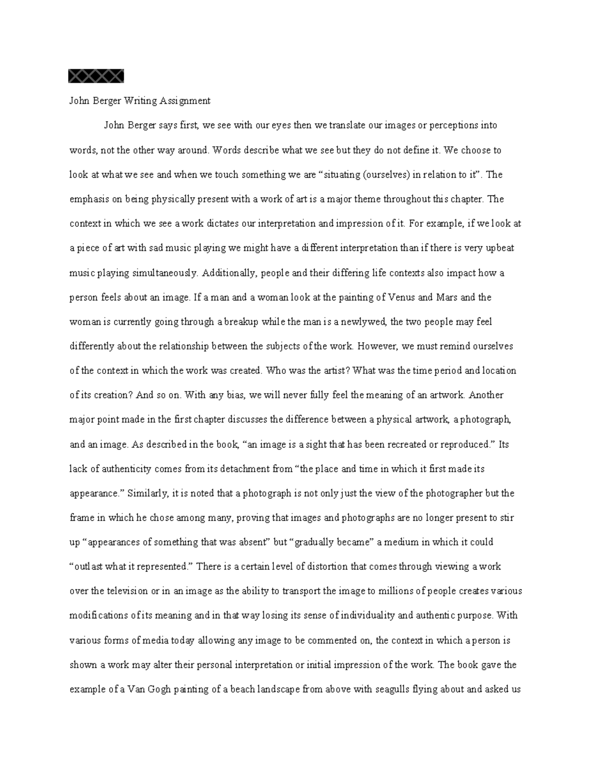 berger essay summary