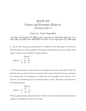 Introduction to Game Theory - Games and Economic Behavior Unit 1 ...