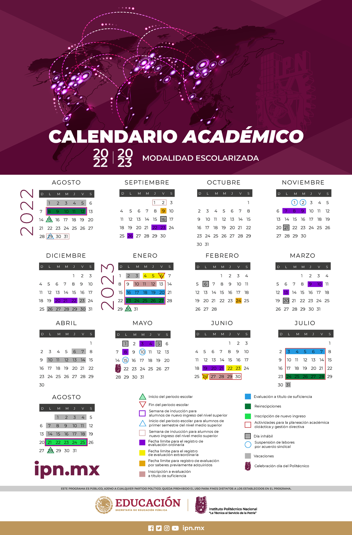 Calendario IPN2223 opt ipn.mxipn ESTE PROGRAMA ES PÚBLICO, AJENO A