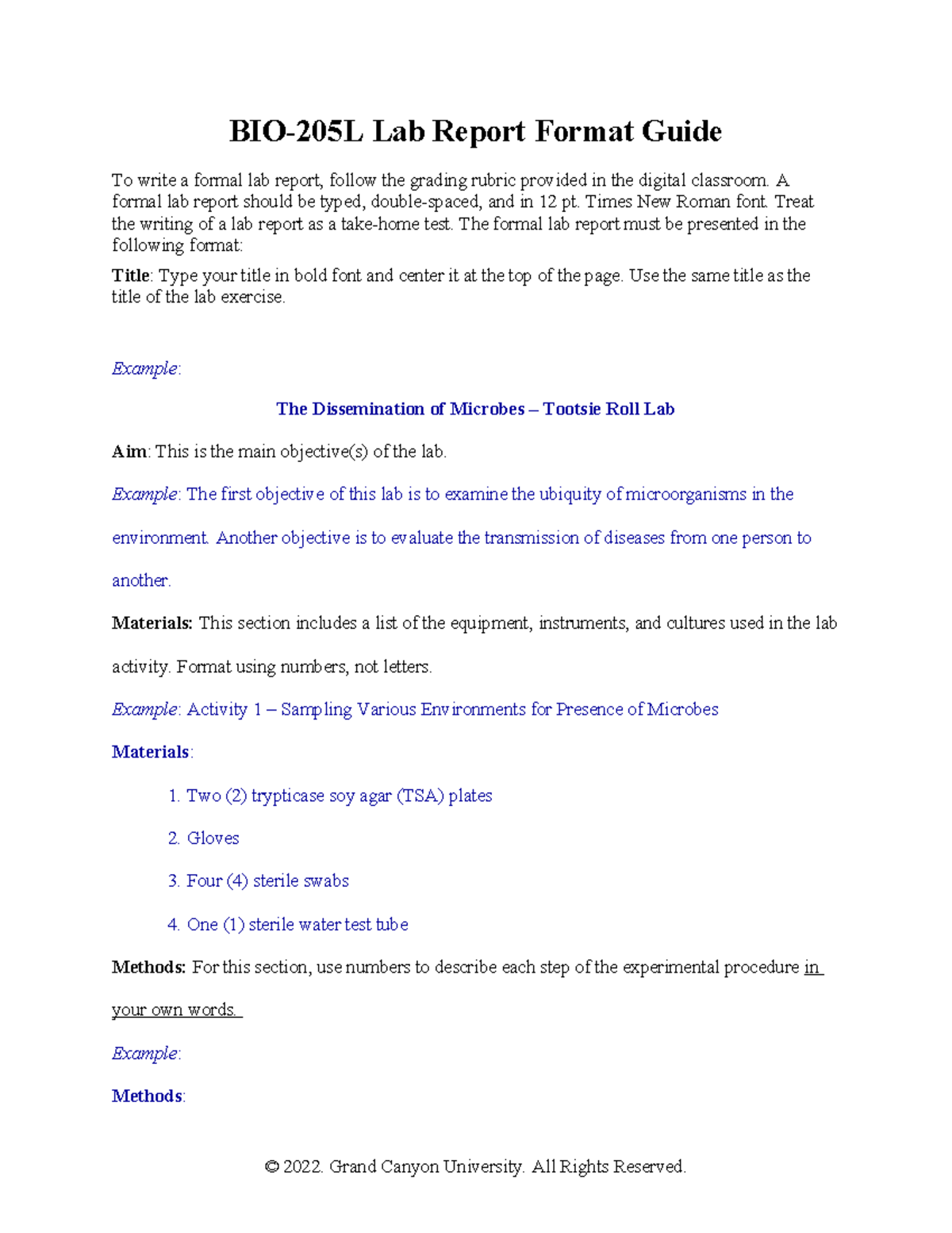 Lab Report Format Guide - A formal lab report should be typed, double ...