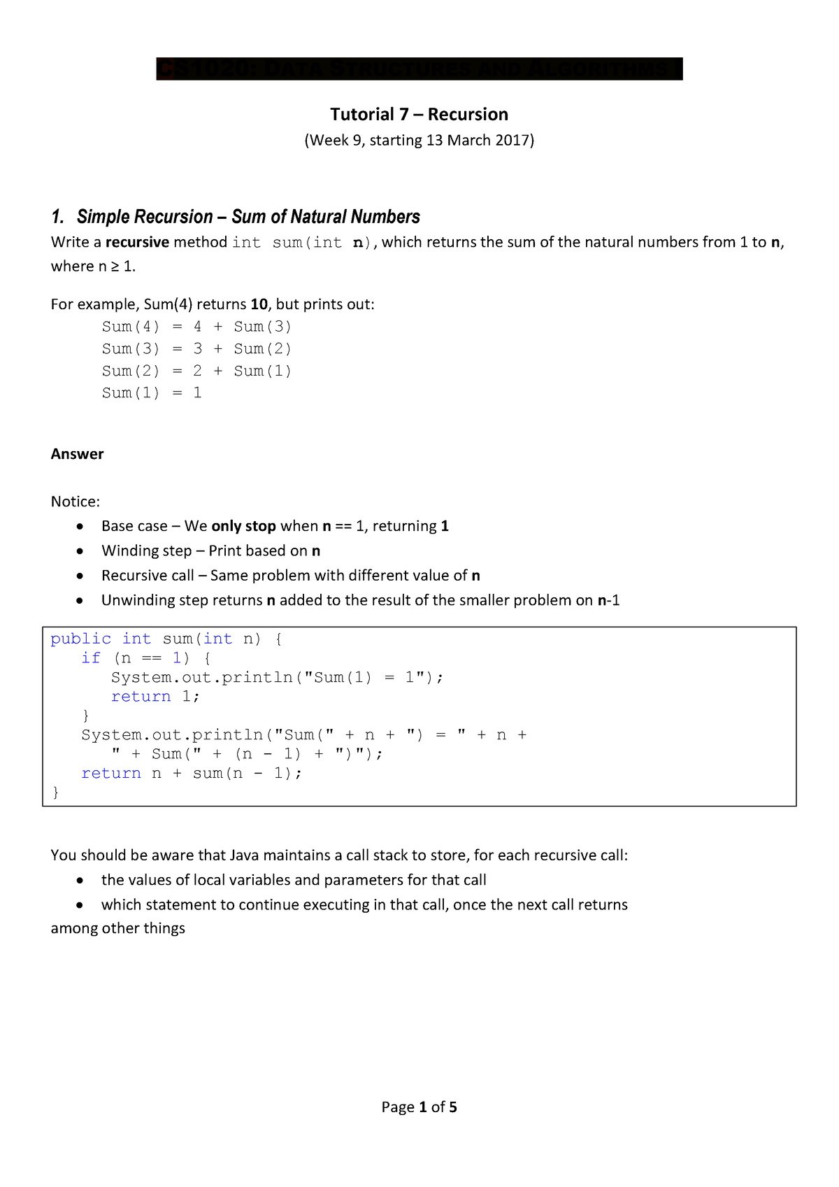 sum-of-natural-numbers-ans-cs1020-data-structures-and-algorithms-i