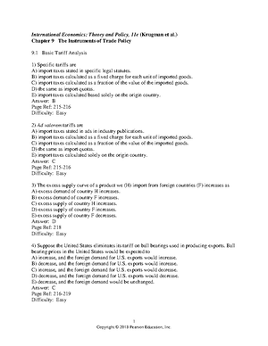 Chapter 1 Test Bank - 1 International Economics: Theory And Policy, 11e ...