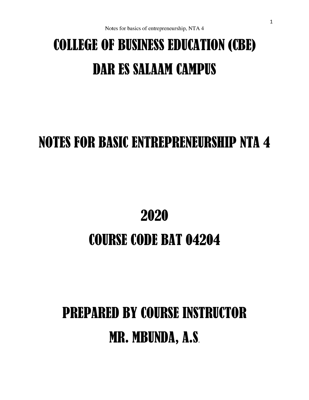 Entrepreneurship Notes(1-8) - Notes For Basics Of Entrepreneurship, NTA ...