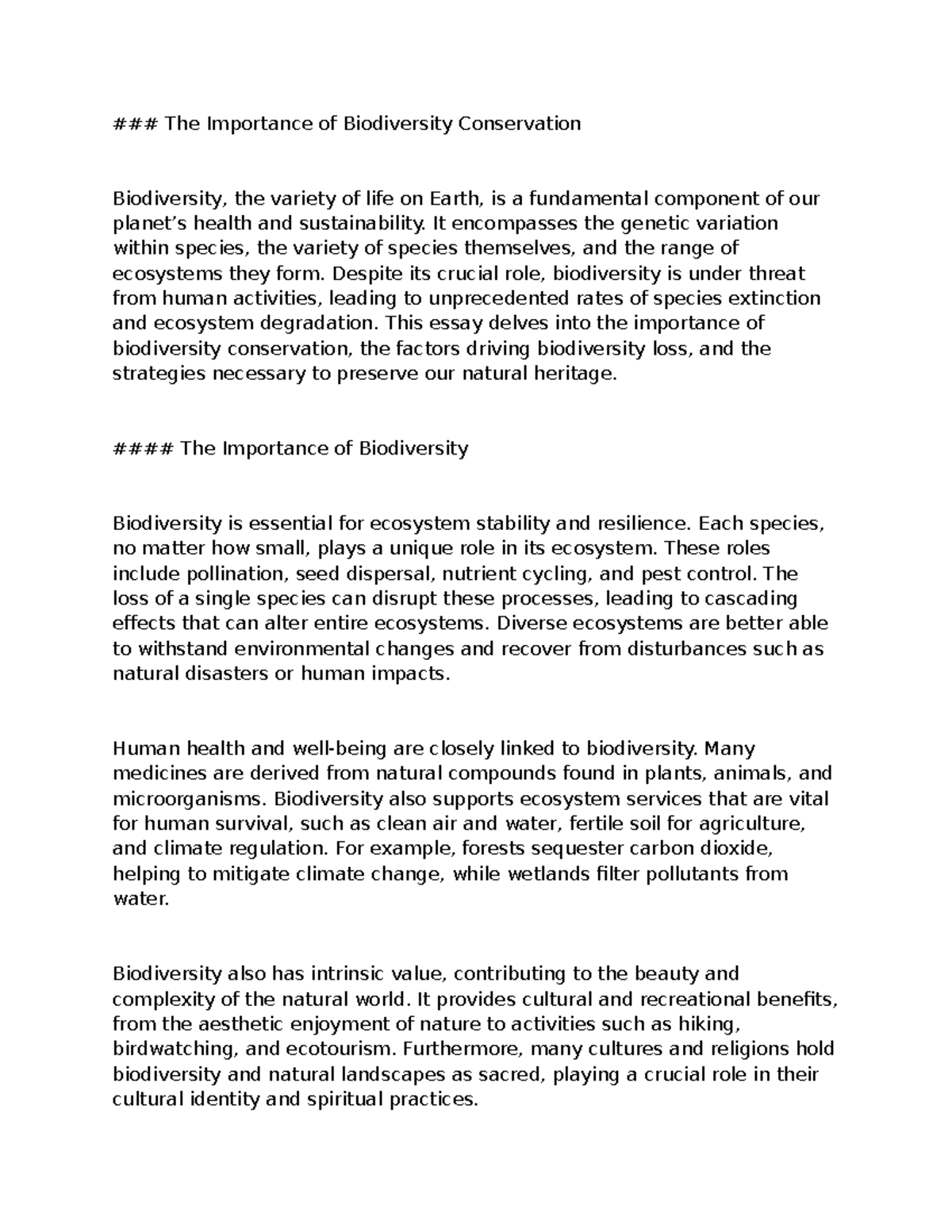 Document (56) - All about essay - The Importance of Biodiversity ...