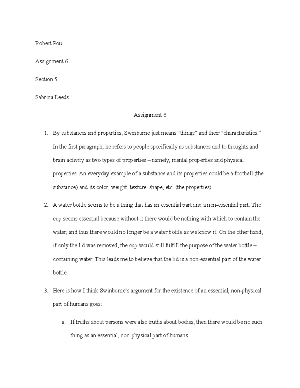 Assignment 6 - Notes - Robert Pou Assignment 6 Section 5 Sabrina Leeds ...