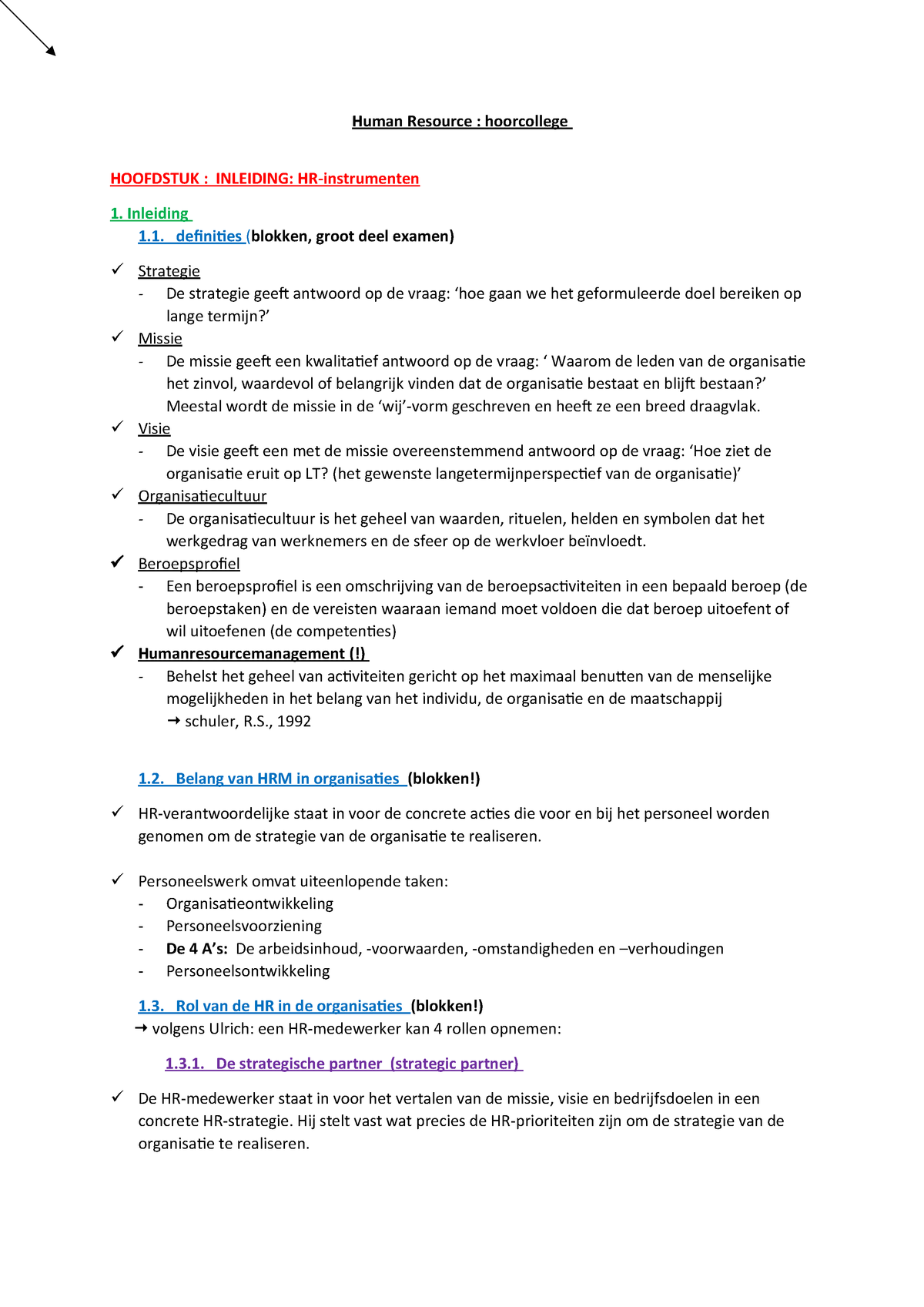 Volledighr Algemene Samenvatting 3 Human Resource Studocu