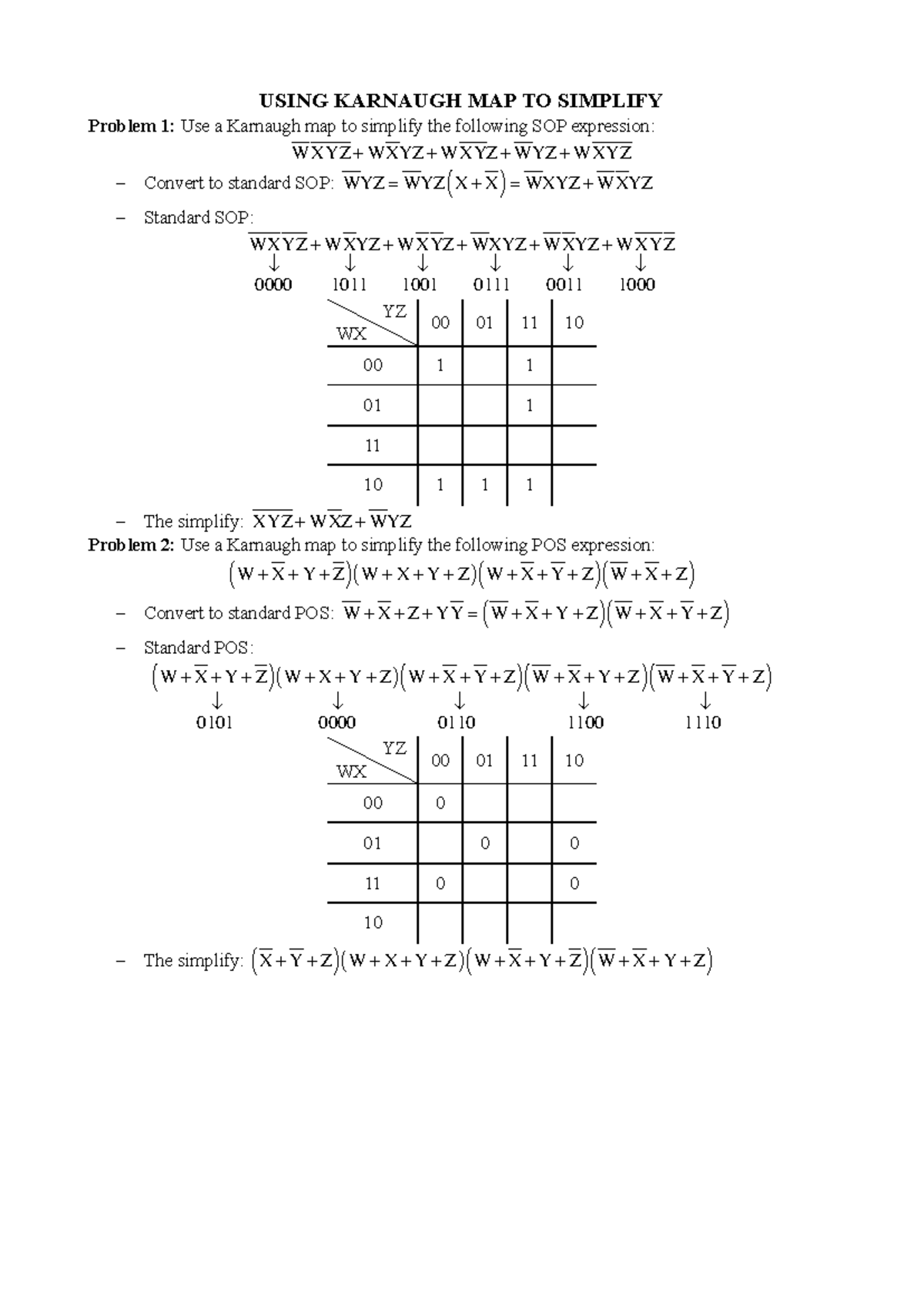 Using Karnaugh Map To Simplify - USING KARNAUGH MAP TO SIMPLIFY Problem ...