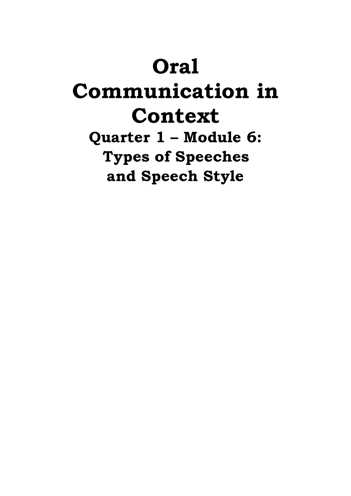 Scribd - oral communication - Oral Communication in Context Quarter 1 ...