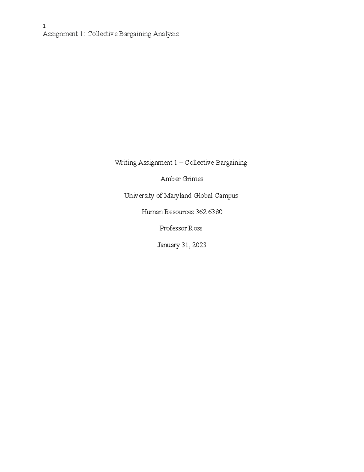 assignment 1 collective bargaining analysis (paper)