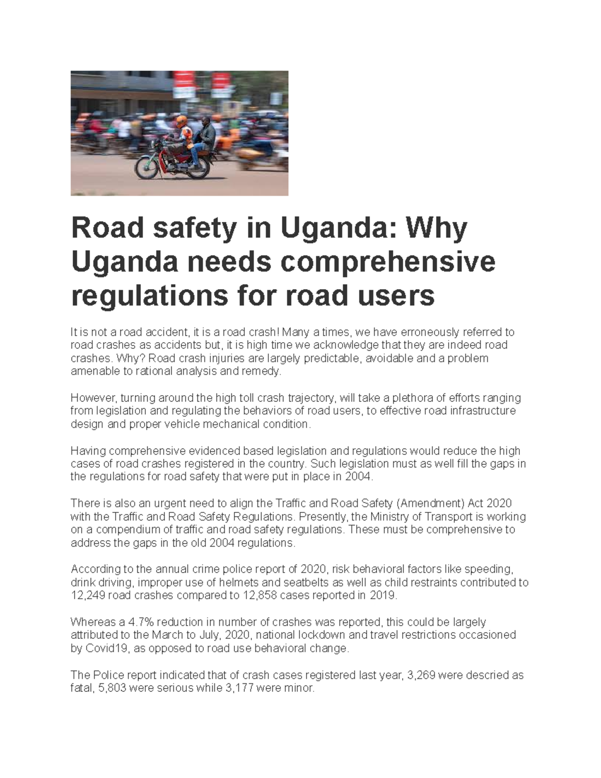 Road safety in Uganda A guide to basic legal knowledge on third year