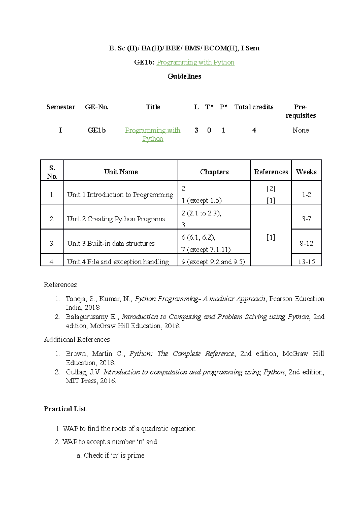 Guidelines For Programming With Python GE1b - B. Sc (H)/ BA(H)/ BBE ...