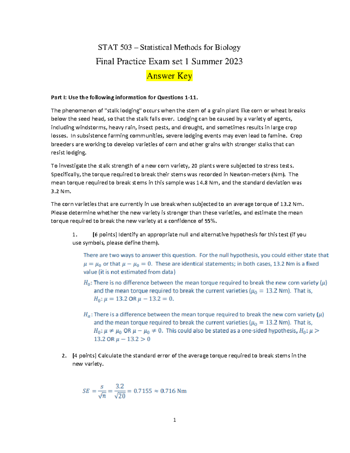 1 STAT 503 summer 23 practice final set1 key - STAT 503 – Statistical ...