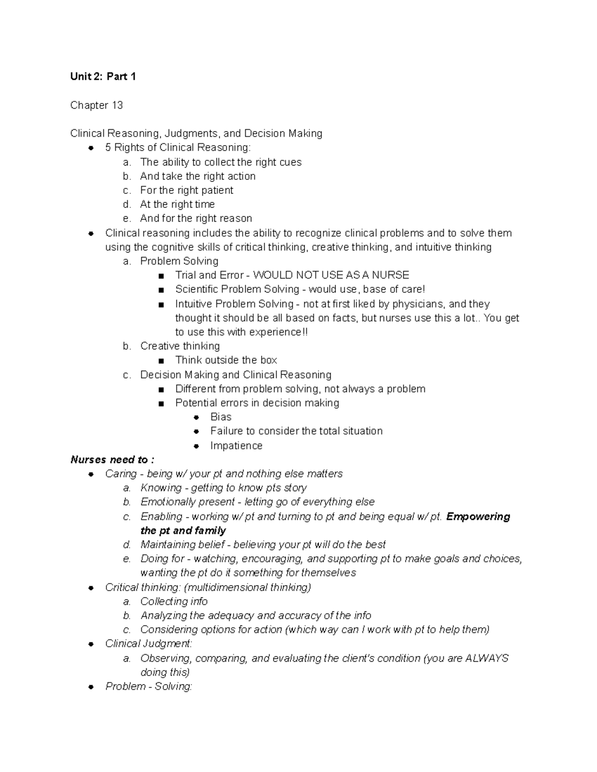 Unit 2 - Clincal Reasoning and Adpie - Unit 2: Part 1 Chapter 13 ...