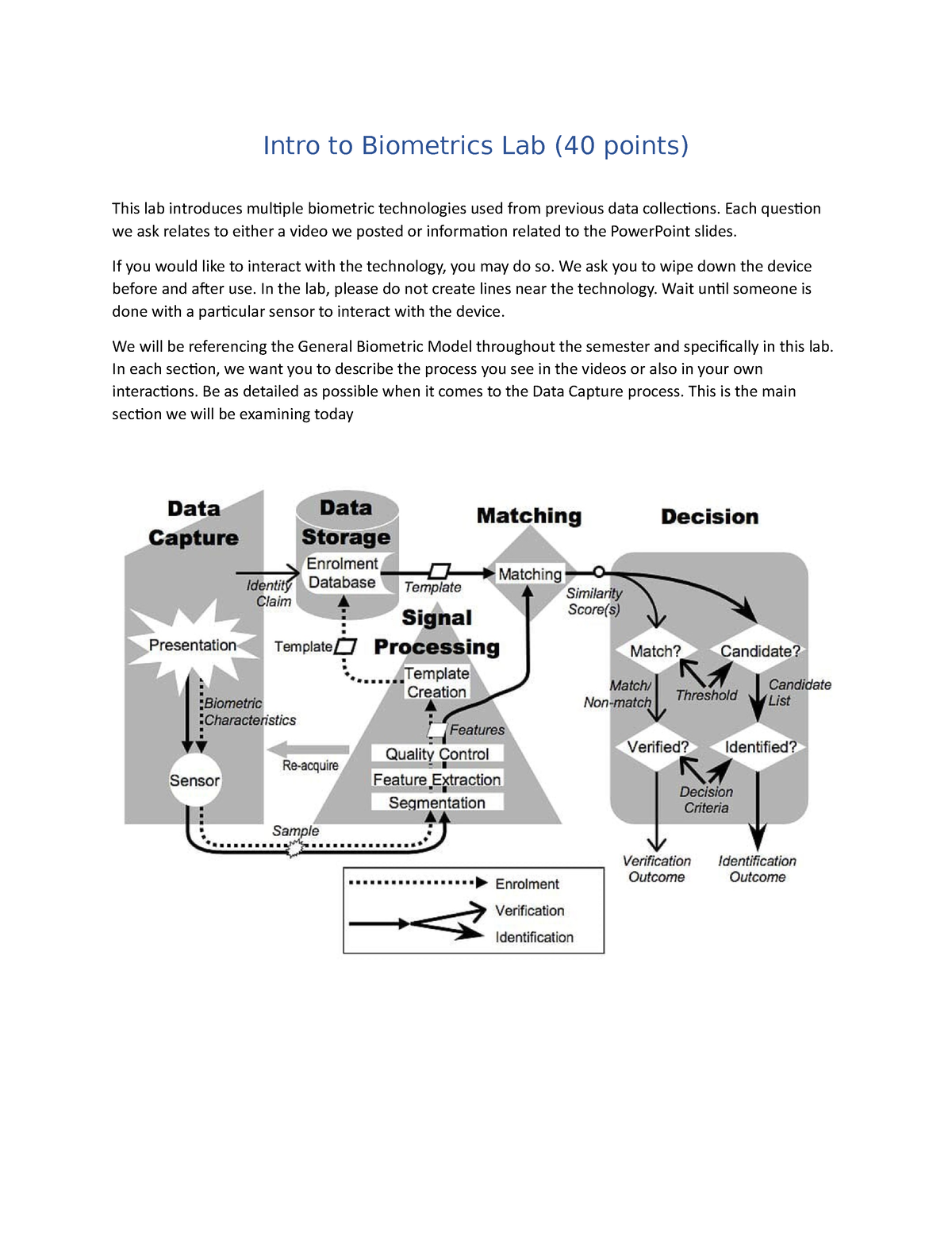 Lab 2 - Intro To Biometrics - Intro To Biometrics Lab (40 Points) This ...